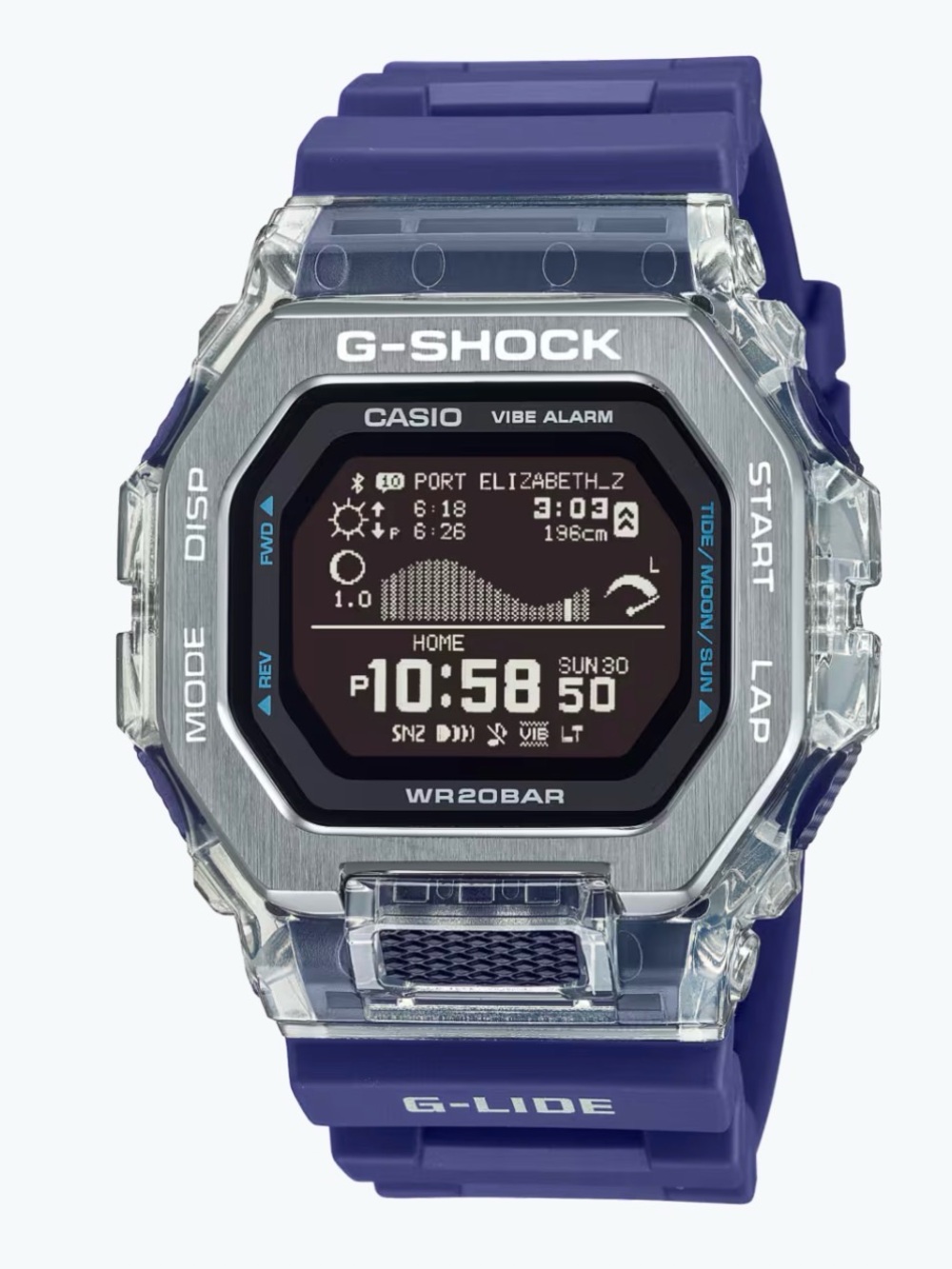 Casio G-Shock G-Lide blue clear GBX-100 Series Digital Watch Mens